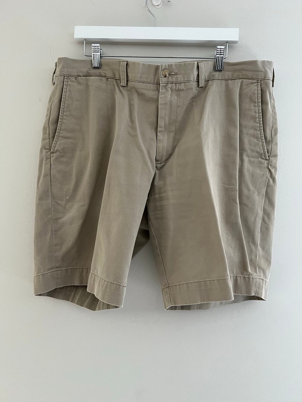 Polo Ralph Lauren Khaki Chino Golf Shorts Flat Front Size 38 SG